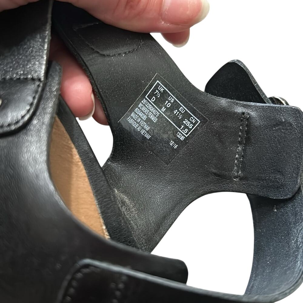 Clarks Black Leather Block Heels - Picture 4 of 9